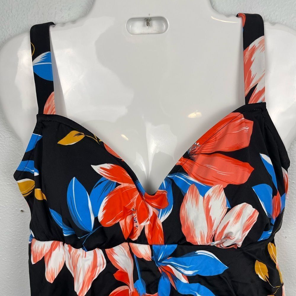 NWT Swim Solutions Floral Tripe Tier Tankini Size 10 D Cup - Picture 2 of 6